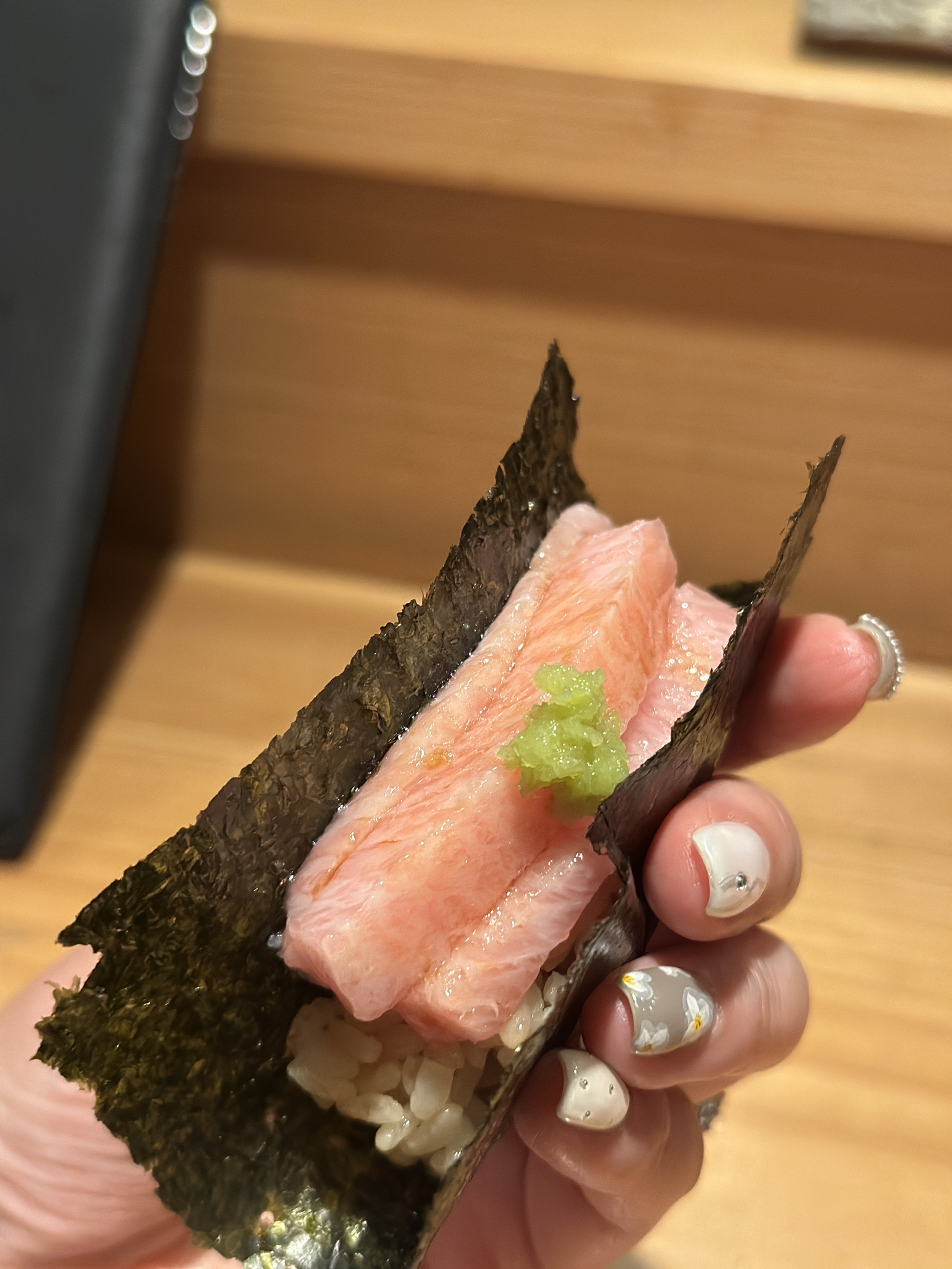 対馬産大トロの手巻き寿司 - 天ぷら たかだ コースの締め